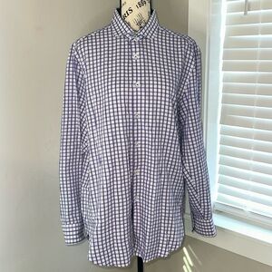 Michelsons London Slim Fit Stretch Purple/Blue Plaid Dress Shirt
